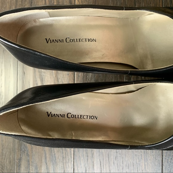 Vianni Collection Size 7 Black Leather 4 Inch High Heels - Picture 8 of 11